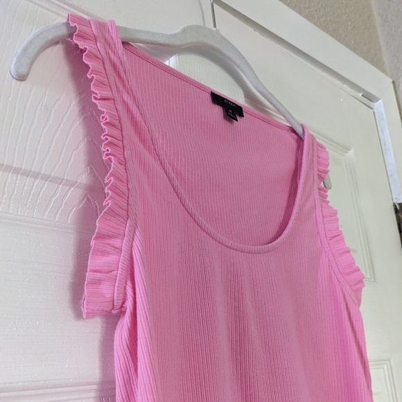 J. Crew Ribbed Pink Ruffle Tank | M - Picture 5 of 8